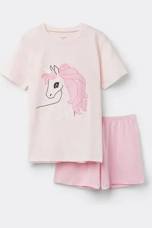 Tezenis Pyjama Court en Coton Imprimé Licorne Fille Fille