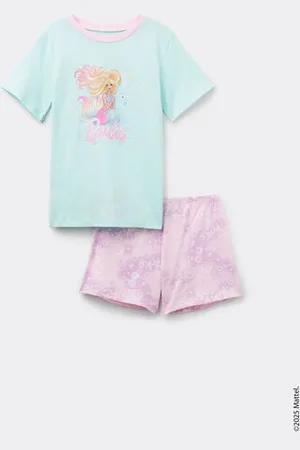 Tezenis Pyjama Court en Coton Imprimé Barbie Fille Fille