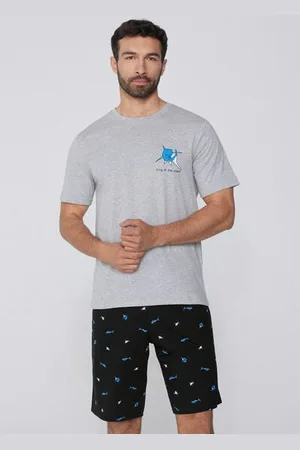 Tezenis Pyjama Court Coton Imprimé Requins Homme