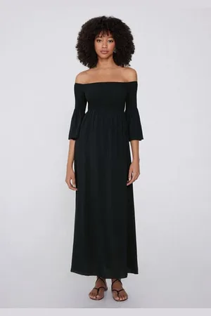 Tezenis Robe Longue Broderie Smock Épaules Dénudées Femme