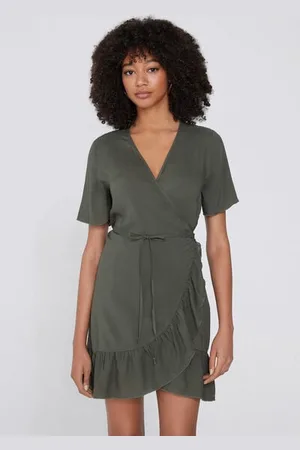 Tezenis Robe Courte Manches Mi-longues Croisée Toile Viscose Femme