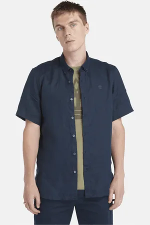 Timberland Chemise à manches courtes en lin Mill Brook pour homme en bleu foncé