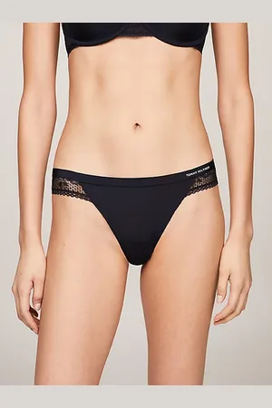 Tommy Hilfiger String à empiècement en dentelle et logo