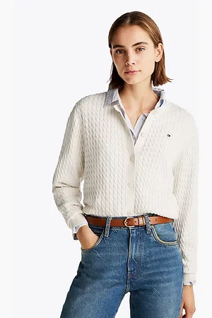 Tommy Hilfiger Cardigan en maille torsadée à col ras-du-cou