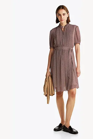 Tommy Hilfiger Robe ajustée et évasée plissée imprimée