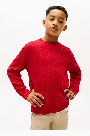 Tommy Hilfiger Pull en maille torsadée col ras-du-cou