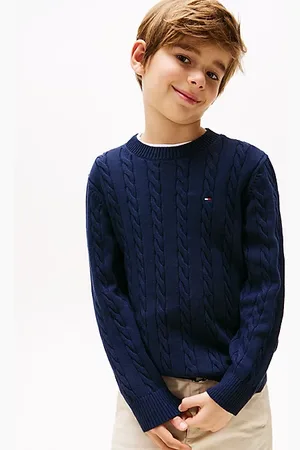 Tommy Hilfiger Pull en maille torsadée col ras-du-cou