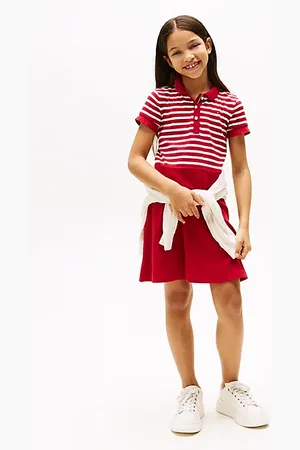 Tommy Hilfiger Robe patineuse à rayures et col polo