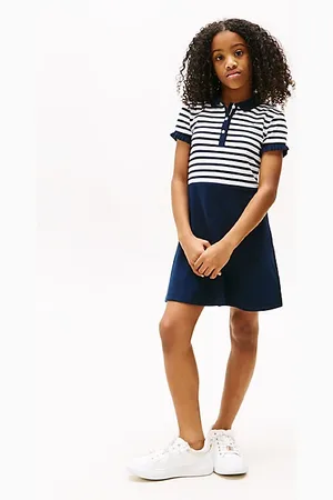 Tommy Hilfiger Robe patineuse à rayures et col polo