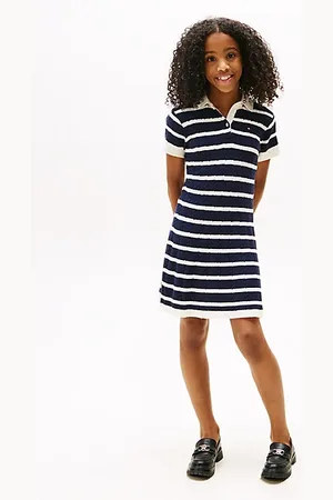 Tommy Hilfiger Robe polo à rayures en maille torsadée