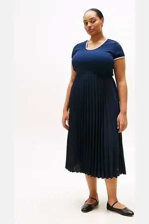 Tommy Hilfiger Robe midi moulante et évasée Curve plissée