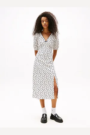 Tommy Hilfiger Robe cache-cœur longueur midi à motif oiseaux