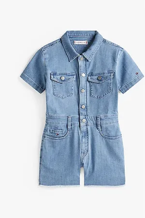 Tommy Hilfiger Combishort Adaptive en denim à drapeau brodé