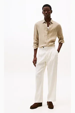 Tommy Hilfiger Pantalon ample rayé en lin mélangé