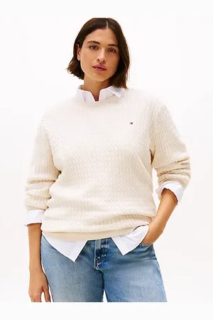 Tommy Hilfiger Pull Curve en maille torsadée en jauge fine