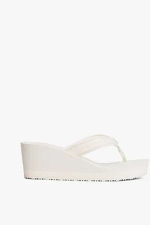 Tommy Hilfiger Tongs compensées à bride en toile à logo