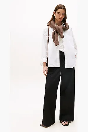 Tommy Hilfiger Pantalon décontracté en popeline jambe ample