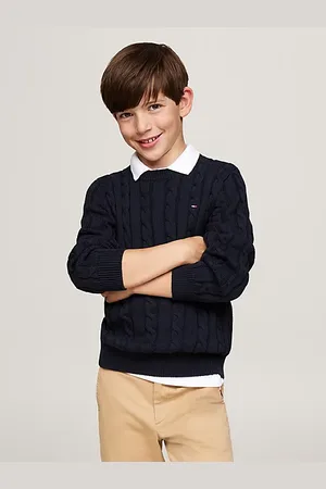 Tommy Hilfiger Pull en maille torsadée à col ras-du-cou