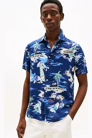 Tommy Hilfiger Chemise manches courtes en lin motif tropical