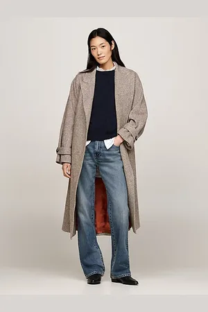 Tommy Hilfiger Trench-coat oversize en pure laine à chevrons