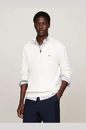 Tommy Hilfiger Pull zippé en maille torsadée