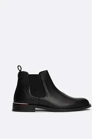Tommy Hilfiger Bottes Chelsea en cuir à bande emblématique