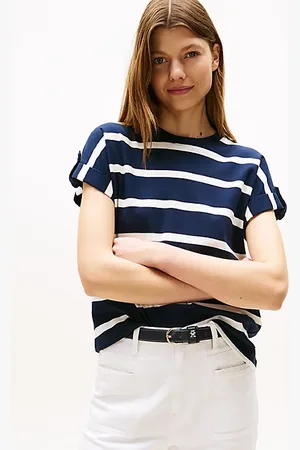 Tommy Hilfiger T-shirt à col ras-du-cou et boutons dorés