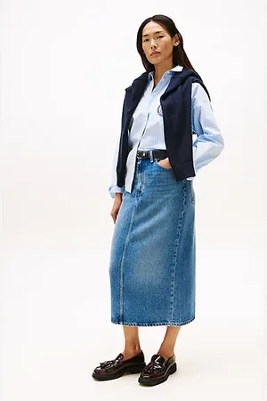 Tommy Hilfiger Jupe midi droite en denim taille haute
