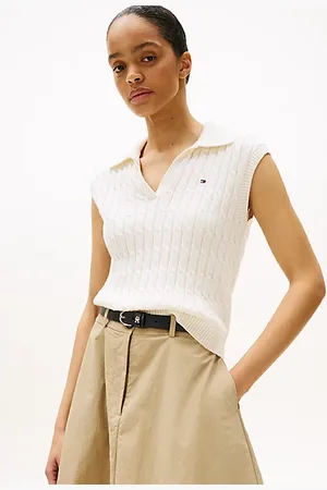 Tommy Hilfiger Polo en maille torsadée sans manches