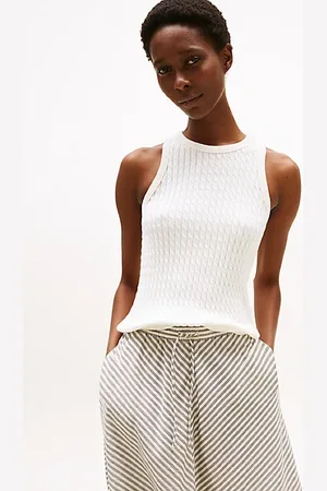 Tommy Hilfiger Pull sans manches ajusté en maille torsadée