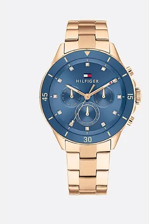 Tommy Hilfiger Montre bracelet plaqué or rose à cadran bleu marine