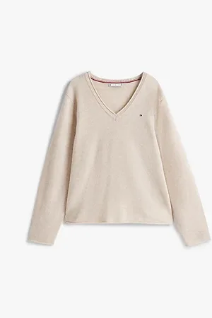 Tommy Hilfiger Pull Curve en pure laine à col en V