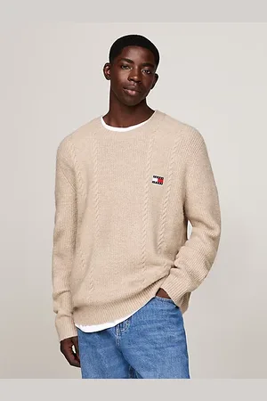 Tommy Hilfiger Pull ajusté en maille à col ras-du-cou