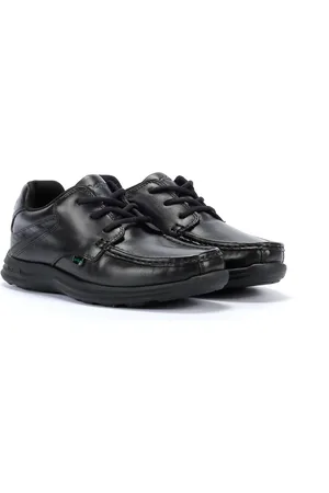 Kickers Youth Reasan Lace Chaussures Noires En Cuir À Lacets Pour Garçons