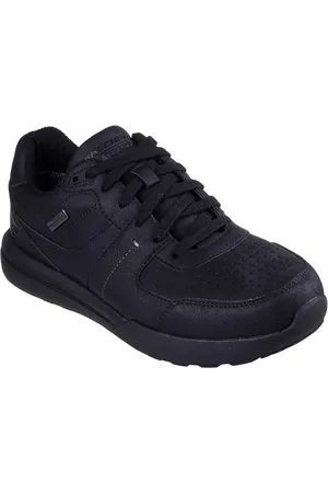 Skechers Netson Gander Chaussures Noires Pour Hommes En Polyuréthane À Lacets