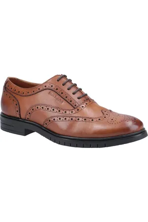 Hush Puppies Santiago Chaussures En Cuir Pour Homme À Lacets De Couleur Beige.