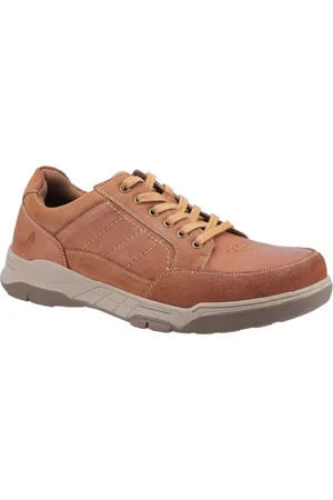 Hush Puppies Finley Chaussures En Cuir Pour Homme À Lacets De Couleur Beige.