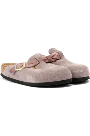 Birkenstock Boston Braided Sabots Violets Pour Femme En Suède