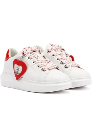 Karl Lagerfeld Kapri Valentine Pendant Baskets Blanches En Cuir Pour Femmes