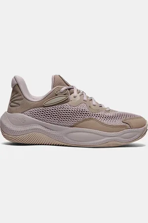 Under Armour Chaussure de basket en daim Curry Splash 24 unisexe Taupe Dusk
