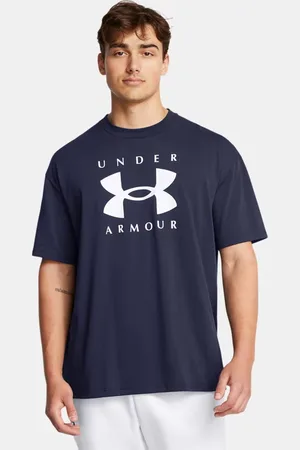 Under Armour Haut à manches courtes oversize griffé Heavyweight pour homme Midnight Marine