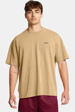 Under Armour Haut à manches courtes oversize avec logo Heavyweight Wash pour homme Camel