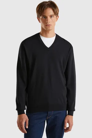 Benetton Pull En Pur Coton À Col V