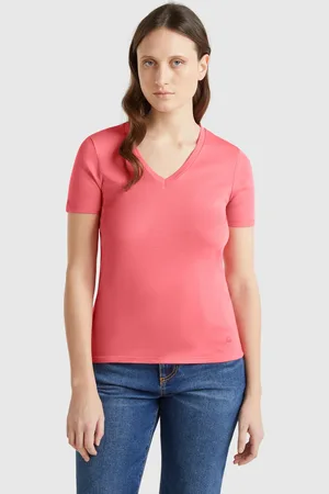 Benetton T-shirt En Pur Coton À Col En V