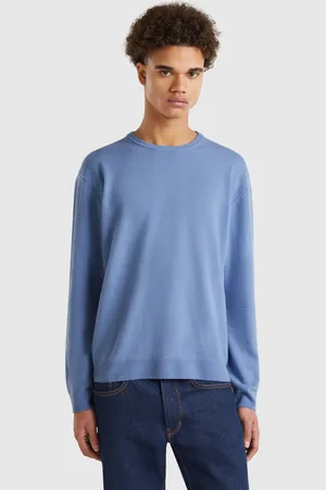 Benetton Pull Turquoise En Pure Laine Mérinos