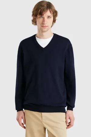 Benetton Pull En Pur Coton À Col V