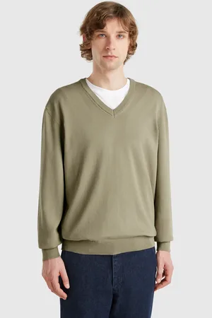 Benetton Pull En Pur Coton À Col V