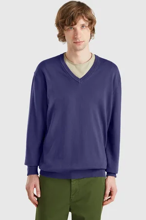 Benetton Pull En Pur Coton À Col V
