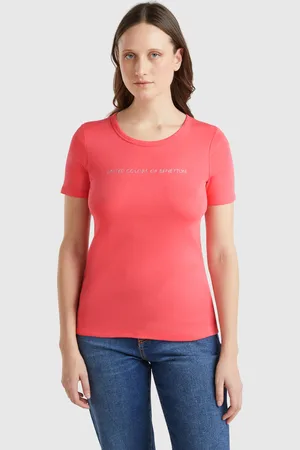 Benetton T-shirt 100 % Coton À Imprimé Logo Pailleté