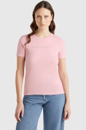 Benetton T-shirt 100 % Coton À Imprimé Logo Pailleté